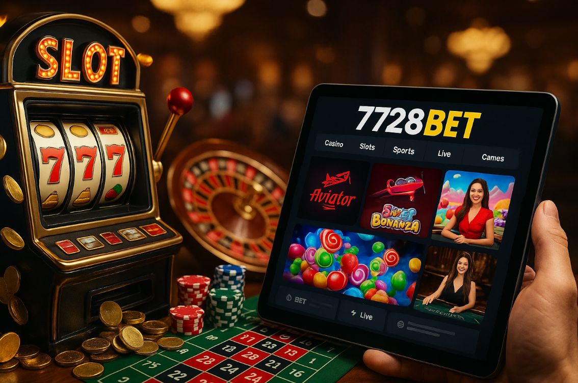 Jogadores se divertindo no Cassino Online 7728BET com interface moderna